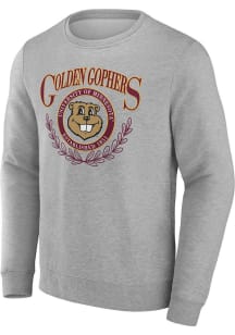 Mens Grey Minnesota Golden Gophers Heritage Laurel Classic Crew Sweatshirt