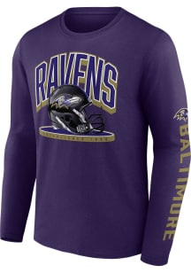 Baltimore Ravens Purple Helmet Platform Long Sleeve T Shirt