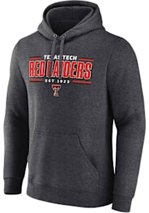 Texas Tech Red Raiders Mens Charcoal Horizontal Block Long Sleeve Hoodie