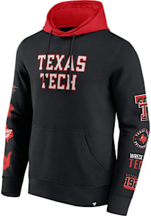 Texas Tech Red Raiders Mens Black Colorblock Badge Long Sleeve Hoodie