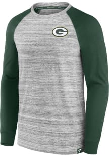 Green Bay Packers Grey Iconic Streaky Raglan Long Sleeve Fashion T Shirt