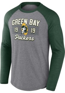 Green Bay Packers Grey Weekend Casual Raglan Long Sleeve Fashion T Shirt
