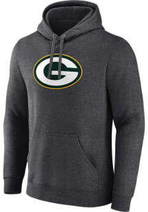 Green Bay Packers Mens Charcoal Primary Logo Long Sleeve Hoodie