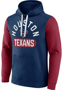 Houston Texans Mens Navy Blue Colorblock Long Sleeve Hoodie