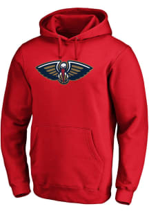 New Orleans Pelicans Mens Red Primary Logo Long Sleeve Hoodie