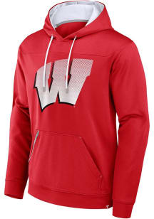 Mens Red Wisconsin Badgers Defender Dot Faded Primary Long Sleeve Hoodie