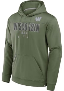 Wisconsin Badgers Mens Olive Operation Hat Trick Defender Hood