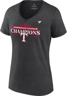 Texas Rangers Womens Charcoal 2023 LCS Champions Locker Room Short Sleeve T-Shirt