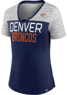 Denver Broncos Womens Navy Blue Close Quarters Short Sleeve T-Shirt