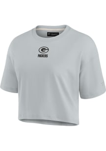 Green Bay Packers Womens Grey Crop Boxy Short Sleeve T-Shirt