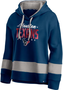 Houston Texans Womens Navy Blue Block Party Hooded Sweatshirt