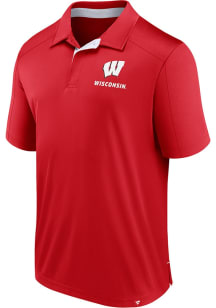 Mens Red Wisconsin Badgers Defender Short Sleeve Polo Shirt