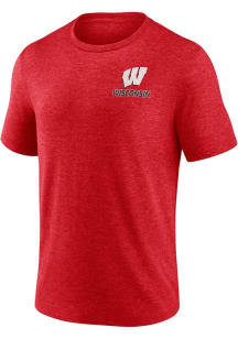 Red Wisconsin Badgers Heritage Faded Triblend Short Sleeve Fashion T Shirt