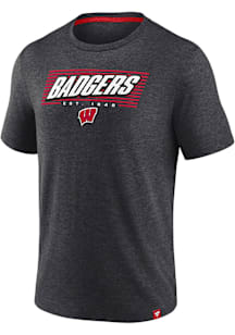 Wisconsin Badgers Charcoal Off Stack Biblend Short Sleeve T Shirt