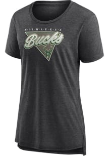 Milwaukee Bucks Womens Charcoal Drop It Short Sleeve T-Shirt