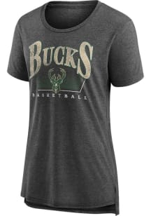 Milwaukee Bucks Womens Charcoal Drop It Short Sleeve T-Shirt