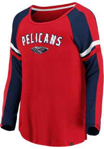 New Orleans Pelicans Womens Red Scoop LS Tee