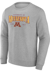 Minnesota Golden Gophers Mens Grey Primary Logo Long Sleeve Crew Sweatshirt