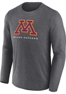 Mens Charcoal Minnesota Golden Gophers Primary Logo Long Sleeve T-Shirt
