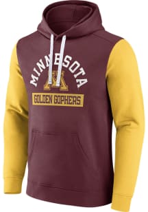 Minnesota Golden Gophers Mens Maroon Color Block Long Sleeve Hoodie