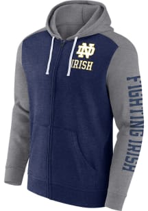 Notre Dame Fighting Irish Mens Navy Blue Primary Logo Long Sleeve Full Zip Jacket