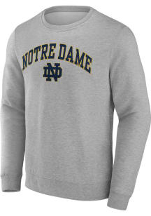 Notre Dame Fighting Irish Mens Grey Arch Mascot Twll Long Sleeve Crew Sweatshirt