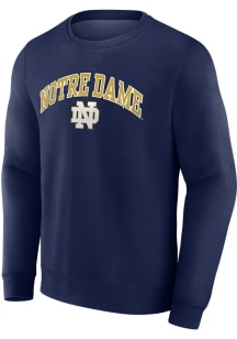 Notre Dame Fighting Irish Mens Navy Blue Arch Mascot Twll Long Sleeve Crew Sweatshirt