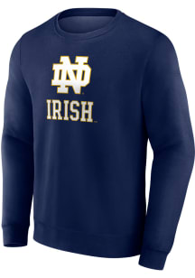 Notre Dame Fighting Irish Mens Navy Blue Primary Logo Long Sleeve Crew Sweatshirt