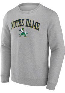 Notre Dame Fighting Irish Mens Grey Arch Mascot Long Sleeve Crew Sweatshirt