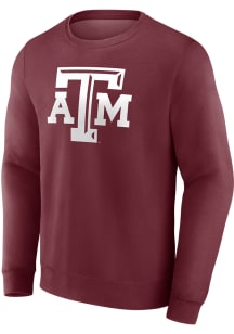 Texas A&amp;M Aggies Mens Maroon Primary Logo Long Sleeve Crew Sweatshirt