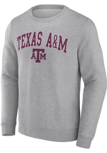 Texas A&amp;M Aggies Mens Grey Arch Mascot Long Sleeve Crew Sweatshirt