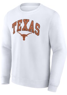 Texas Longhorns Mens White Arch Mascot Twll Long Sleeve Crew Sweatshirt