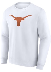 Texas Longhorns Mens White Primary Logo Long Sleeve Crew Sweatshirt