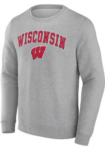 Wisconsin Badgers Mens Grey Arch Mascot Long Sleeve Crew Sweatshirt
