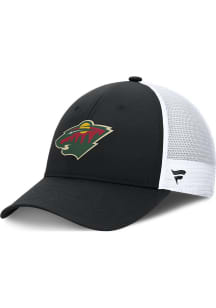 Minnesota Wild 2024 Authentic Pro Rink Logo Trucker Adjustable Hat - Black