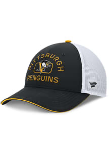 Pittsburgh Penguins 2024 Authentic Pro Rink 2T Trucker Adjustable Hat - Black