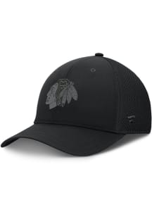 Chicago Blackhawks Mens Black 2024 Authentic Pro Road Tonal Spacer Mesh Flex Hat