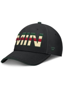 Minnesota Wild Mens Black 2024 Authentic Pro Rink City Code Stretch Flex Hat