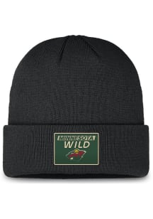 Minnesota Wild Black 2024 Authentic Pro Rink Prime Patch Cuff Mens Knit Hat