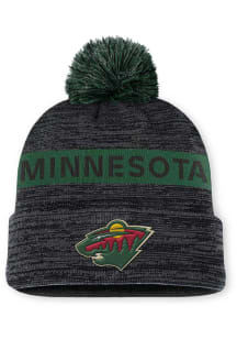 Minnesota Wild Black 2024 Authentic Pro Rink Cuff Pom Mens Knit Hat