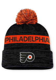 Philadelphia Flyers Black 2024 Authentic Pro Rink Cuff Pom Mens Knit Hat