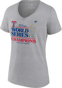Texas Rangers Womens Grey 2023 WS Champions Locker Room Short Sleeve T-Shirt