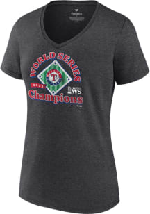 Texas Rangers Womens Charcoal 2023 WS Champions Franchise Guys Short Sleeve T-Shirt