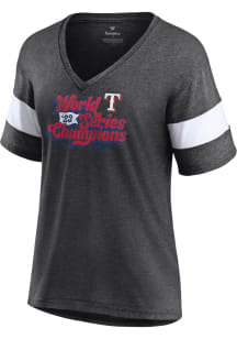 Texas Rangers Womens Charcoal 2023 WS Champions Appeal Play Short Sleeve T-Shirt