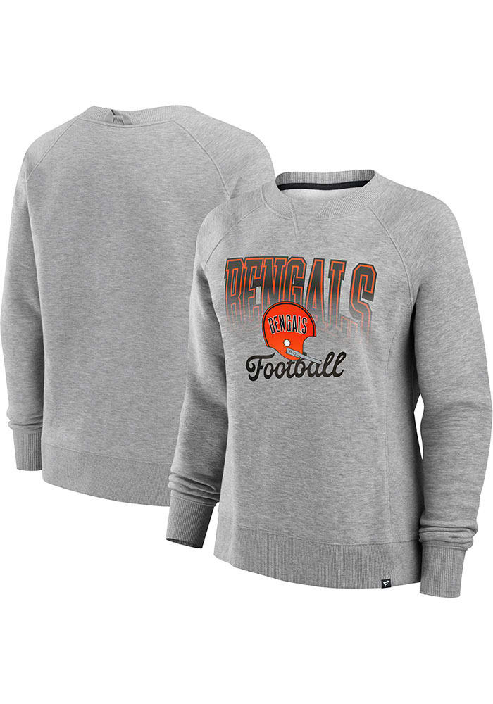 Cincinnati Bengals Womens Grey Hit Hard Crew Sweatshirt