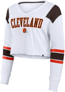 Cleveland Browns Womens White Stretch LS Tee