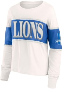 Detroit Lions Womens White Antique Block LS Tee