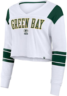 Green Bay Packers Womens White Stretch LS Tee