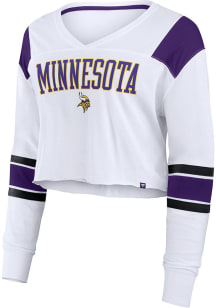 Minnesota Vikings Womens White Stretch LS Tee