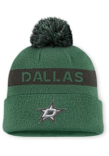 Dallas Stars Kelly Green 2024 Authentic Pro Rink W Cuff Pom Womens Knit Hat